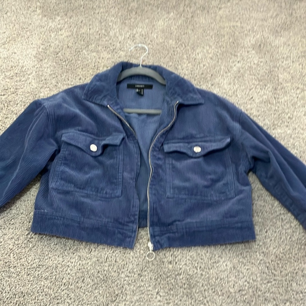 Forever 21 Blue Utility Jacket Cropped Denim